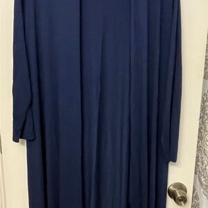 Navy Blue Long Cardigan with asymmetrical hem 2X
